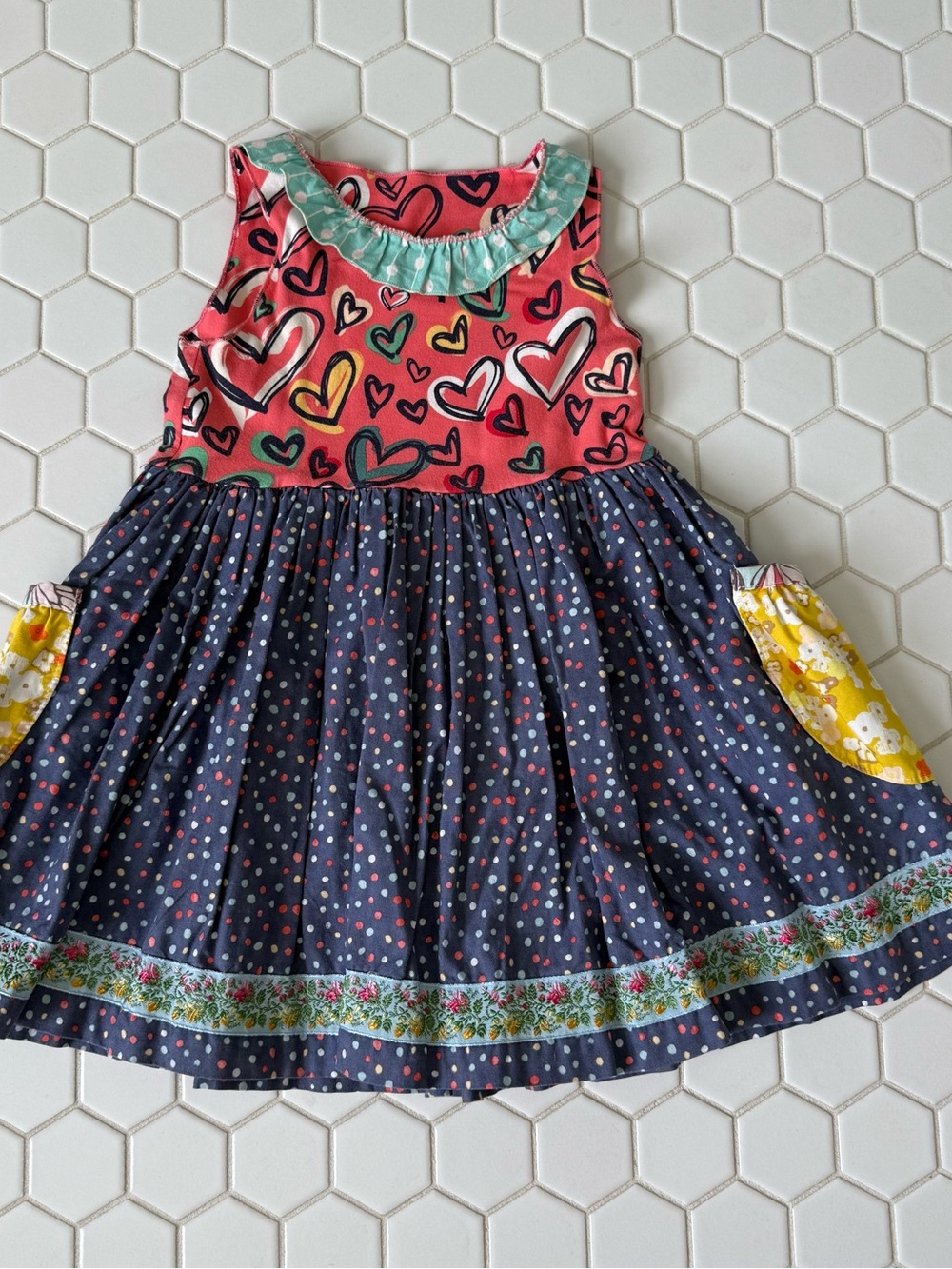 Girls' Multi-Color Heart & Polka Dot Dress